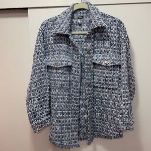 X Small Aqua Tweed Shirt Jacket